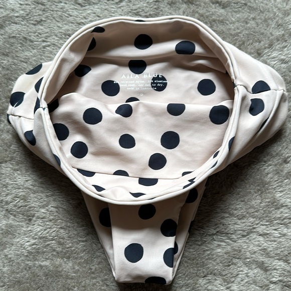 Aila Blue Polka Dot High Waisted Bikini Bottom S - Picture 4 of 10